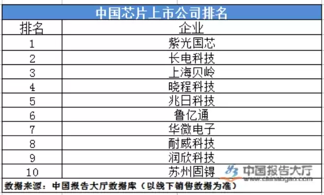 中国存储芯片上市公司排名，中国存储芯片上市公司排名