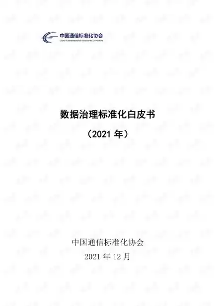 数据治理标准化白皮书pdf，数据治理标准化白皮书