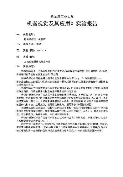 计算机视觉原理与实践应用实验报告，计算机视觉原理与实践应用