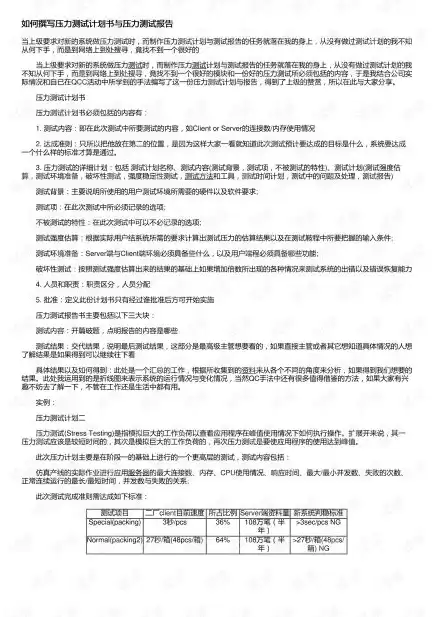 压力测试报告怎么看，压力测试报告