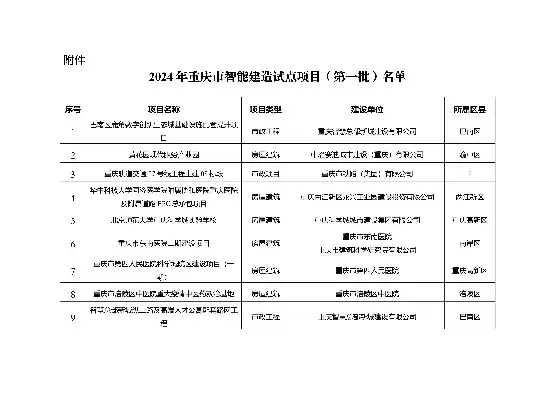 重庆 智慧城市 示范项目名单公示，重庆 智慧城市 示范项目名单