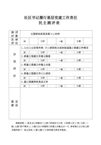 对社区书记的总体评价意见，对社区书记的总体评价