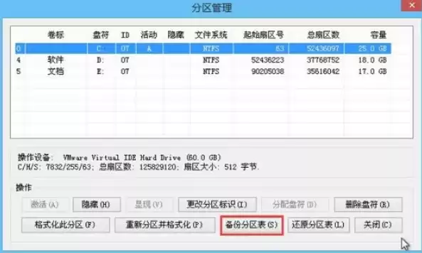 备份硬盘数据分区表，备份硬盘数据