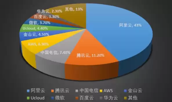 国内公有云市场份额，国内公有云市场占有率