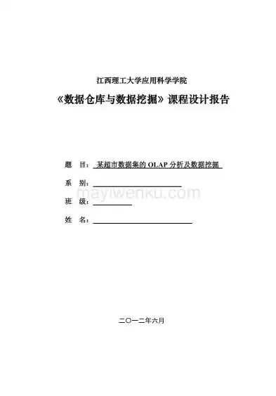 数据仓库与数据挖掘课程设计报告，数据仓库与数据挖掘