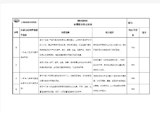 合规性评价记录表怎么写，合规性评价记录表