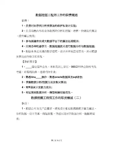 数据挖掘工程师职责描述，数据挖掘工程师，数据世界的探秘者，企业决策的智囊