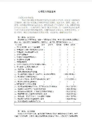 学生压力测试量表填写指南，轻松应对压力，掌握自我调适技巧，学生压力测试量表怎么填写图片