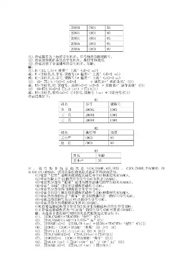 关系型数据库原理与应用期末综合试卷，关系型数据库试题