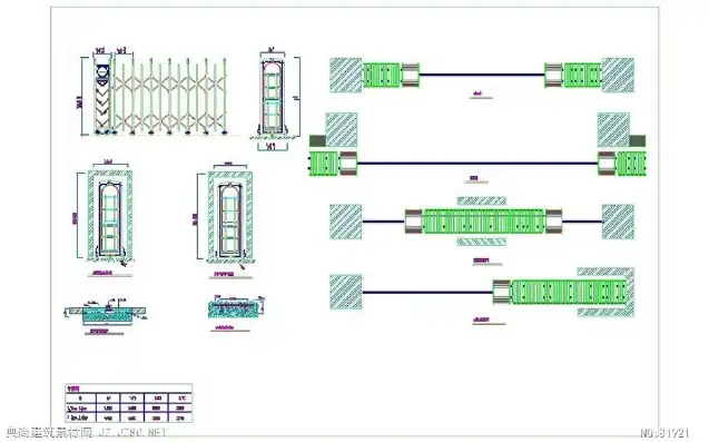 自动伸缩门CAD平面示意图详解，结构与功能解析，自动伸缩门cad平面示意图